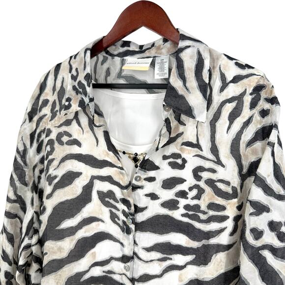Alfred Dunner Woman Plus Size 24W 2-Piece Zebra Blouse Shirt Top Mature Summer - Picture 4 of 7